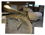The Grand Staircase fabrication in progress at Pure Timber in Gig Harbor, Washington